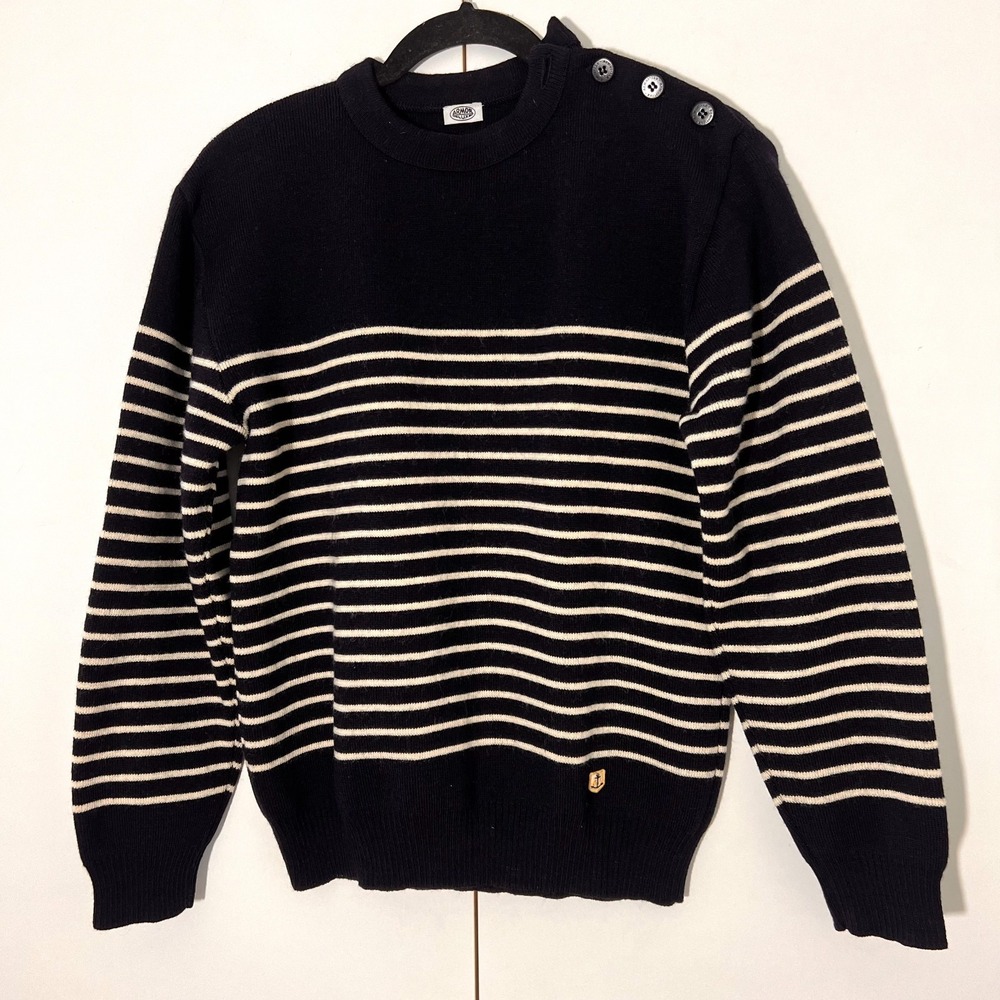 Armor Lux Fisherman Sweater Mens M Striped "Fouesnant" Pure New Wool Heavyweight